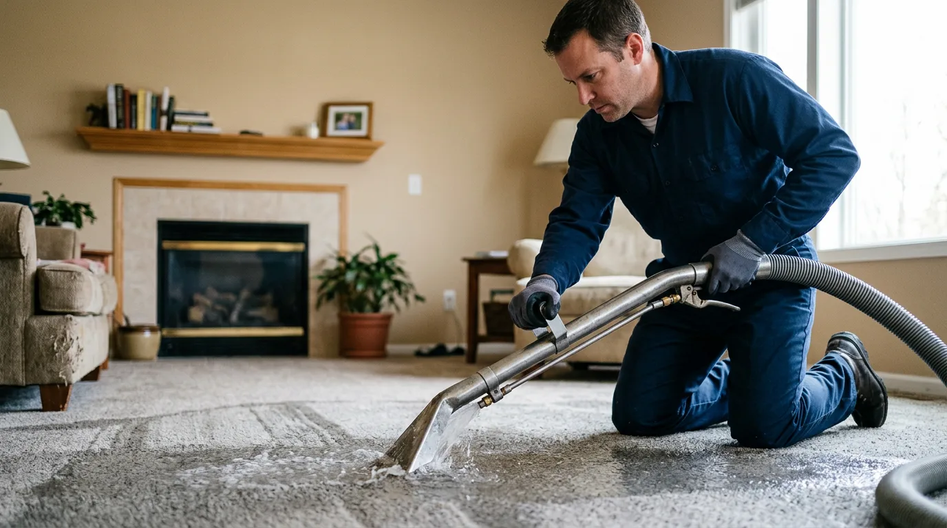 Water damage restoration technician working near Flatwoods, WV